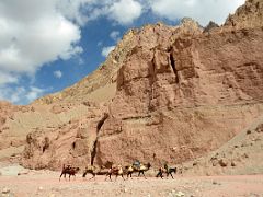 11 Camel Man Rides His Donkey Leading The Four Camels With Colourful Limestone Cliffs In Wide Shaksgam Valley Between Kerqin And River Junction Camps On Trek To K2 North Face In China